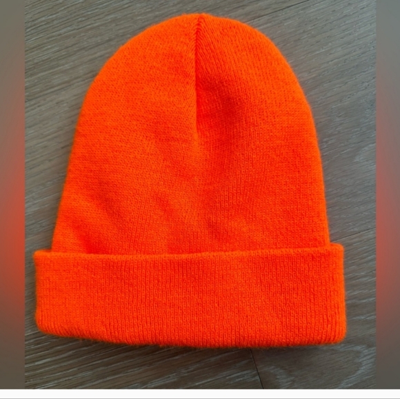 Carhartt Bright Neon Orange Beanie Knit Unisex Cuffed Hat - Picture 4 of 5